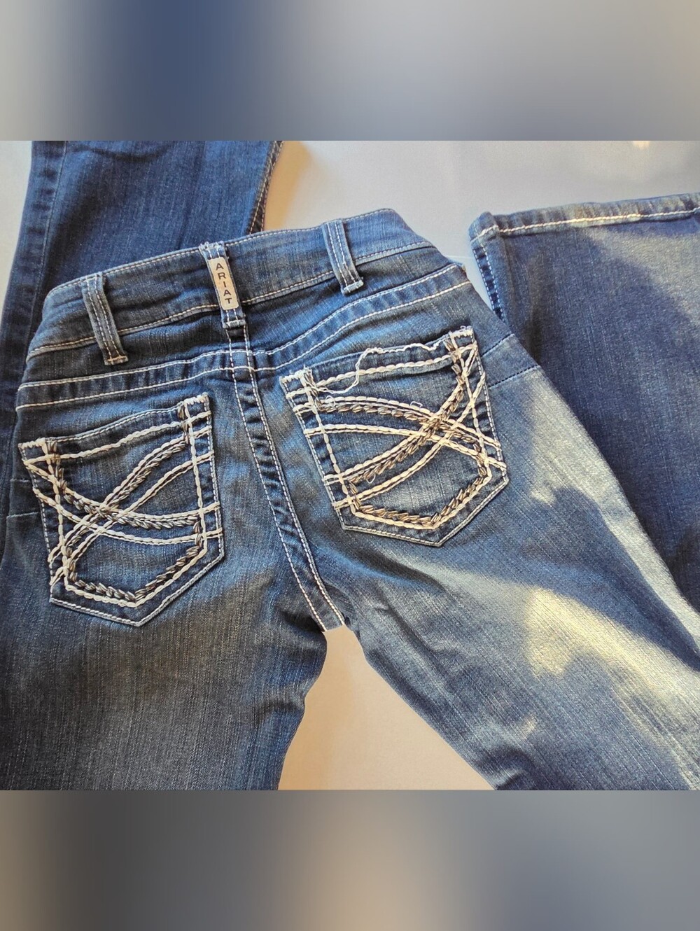 Ariat Jeans 26S Blue Bootcut Thick Stitch Short Rodeo Western Whipstitch Boho